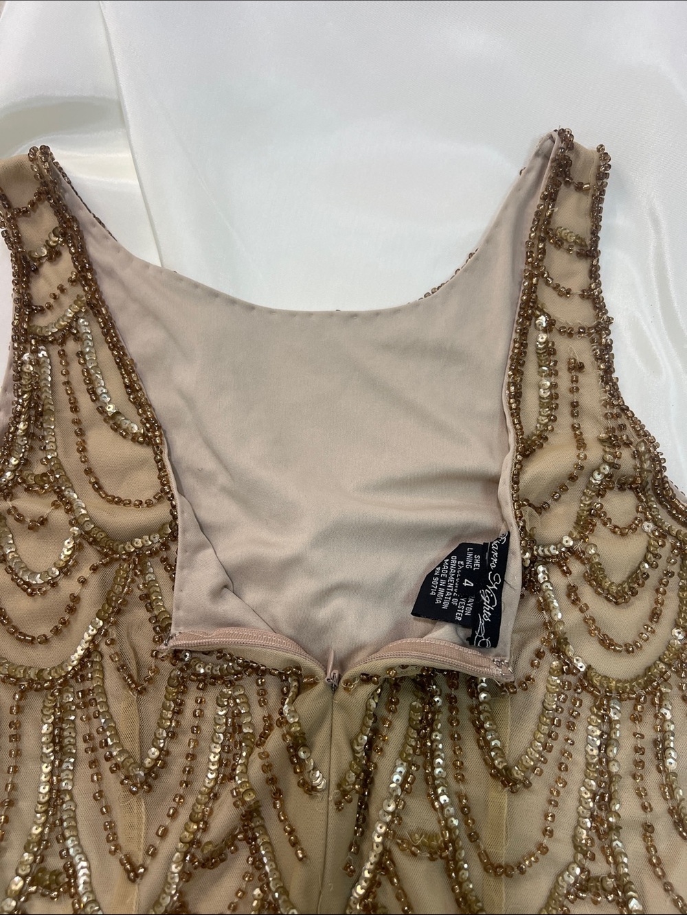 Pisarro Nights Gold Beaded Scallop-Pattern Mini Dress - Picture 16 of 17